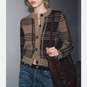 Zara Brown and Black Plaid Sweater